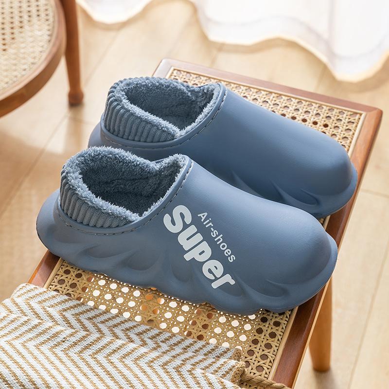 Fashion Litfun Winter Warm Cotton Slippers Indoor And Outdoor Waterproof Walking Shoes Fluffy Non-Slip Sandals For Women Men Slippers
