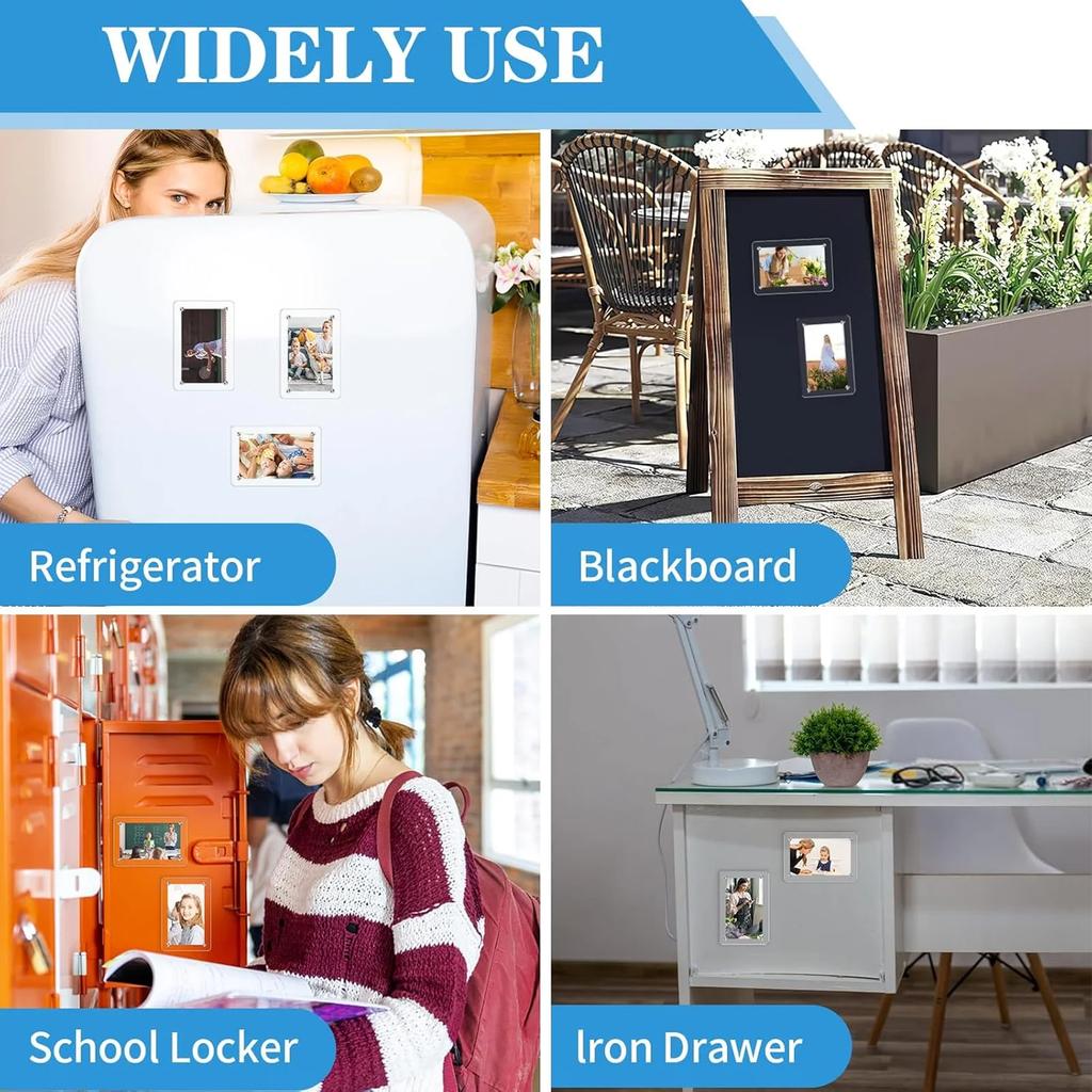 1/3PCS Double Sided Clear Acrylic Magnetic Photo Frame Frameless Picture Holder Desktop Fridge Family Card Decoration
