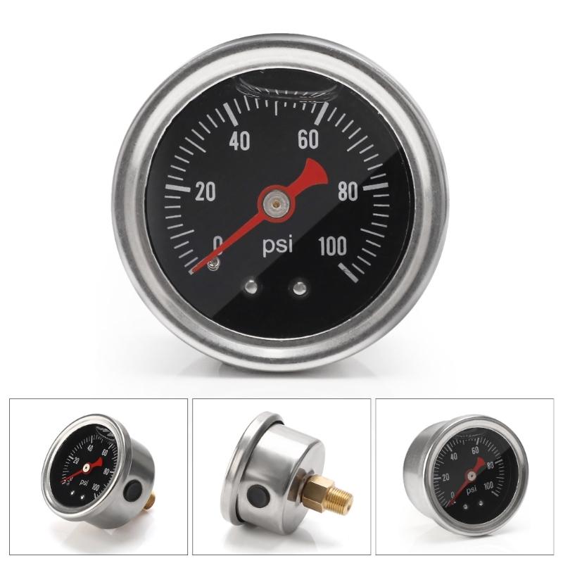 Heavy Type Iron Fuel Pressure Meter 1/8 Inch Size 0 100 Range Easy Installation For Vehicle Diagnostic Testing
