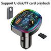 Car Charger FM Transmitter Bluetooth5.0 Hands Free FastCharging True 3.1A Dual USB Port PD MP3 Music TF Card U Disk AUX Player