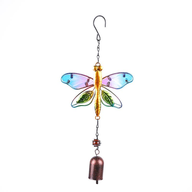 Wind Chime Hummingbirds Dragonflies Metal Glass Painted Crafts Hanging Pendants Bell Aluminum Pipe Home Courtyard Hanging Decors