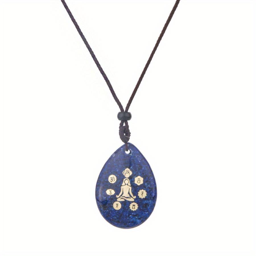 Natural Stone Crystal Carved Yoga Pendant Necklace Adjustable Necklace Natural Gemstone Drop Amethyst Meditation Jewelry Gifts