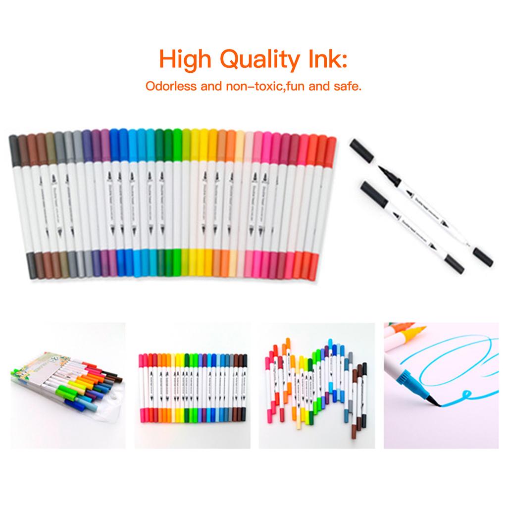 Set di 100 pennarelli colorati a doppia punta, pennarelli artistici a punta fine per bambini e adulti da colorare