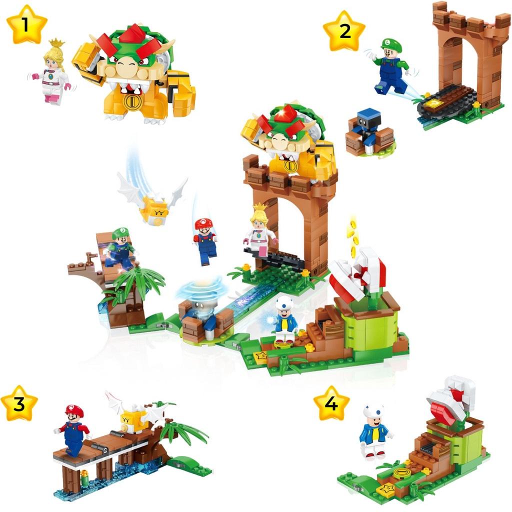 Colorful Super Mario Bros Dolls Luigi Peach Bowser Toad Building Blocks