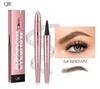 QIC 's nuevo lápiz de cejas de cuatro puntas en oro rosa, lápiz de cejas 'wild water', lápiz de cejas líquido de larga duración, resistente al agua y que no se corre.