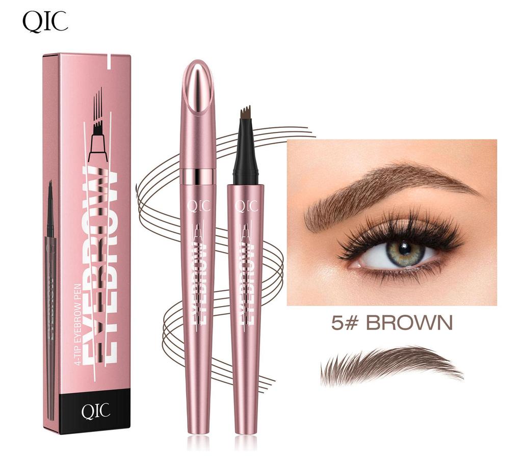 QIC 's nuevo lápiz de cejas de cuatro puntas en oro rosa, lápiz de cejas 'wild water', lápiz de cejas líquido de larga duración, resistente al agua y que no se corre.