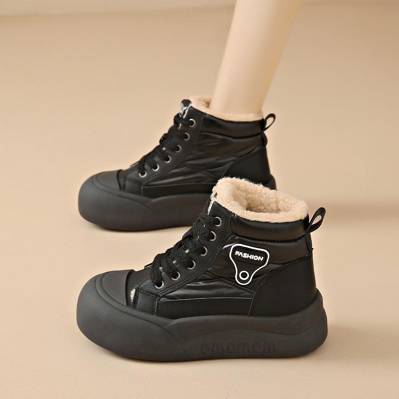 

Новые зимние высокие сникерсы на толстой подошве, утепленные и утолщенные нескользящие хлопковые ботинки, женские кроссовки-папы на высокой подошве и теплые 40 чёрный