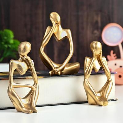 Home Decor – Thinker Men Statue Set of 3 | Modern Art Showpiece Sculpture for Living Room, Bedroom, Bookshelf, Table & Office