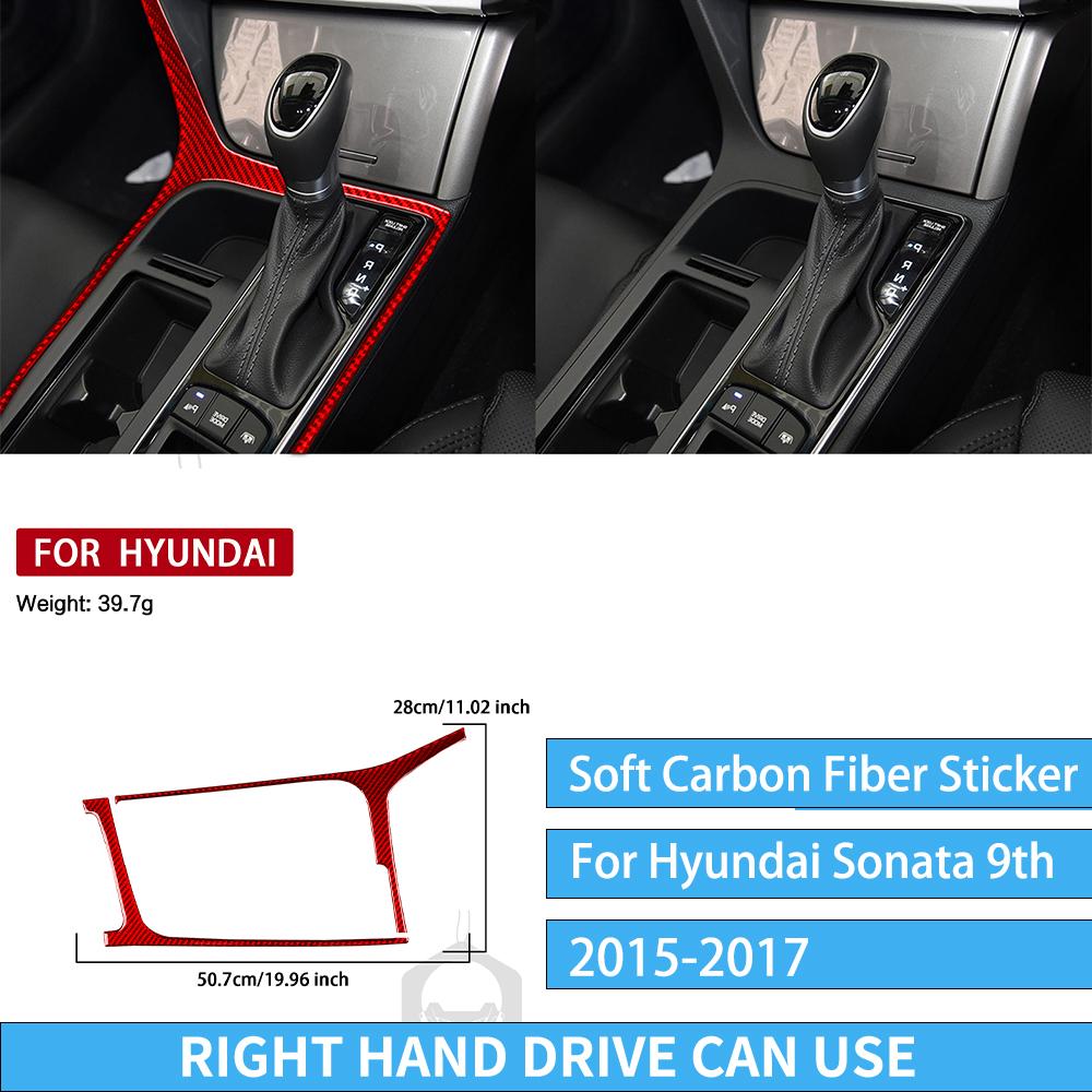 For Hyundai Sonata 9 2015 2016 2017 Gear Box Trim Real Carbon Fiber Sticker Car Interior Accessories