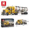 Reobrix 841 Technical Oil Tanker Trailer Building Blocks American Conventional Truck Model Bricks Desktop Display Toys Boys Gift