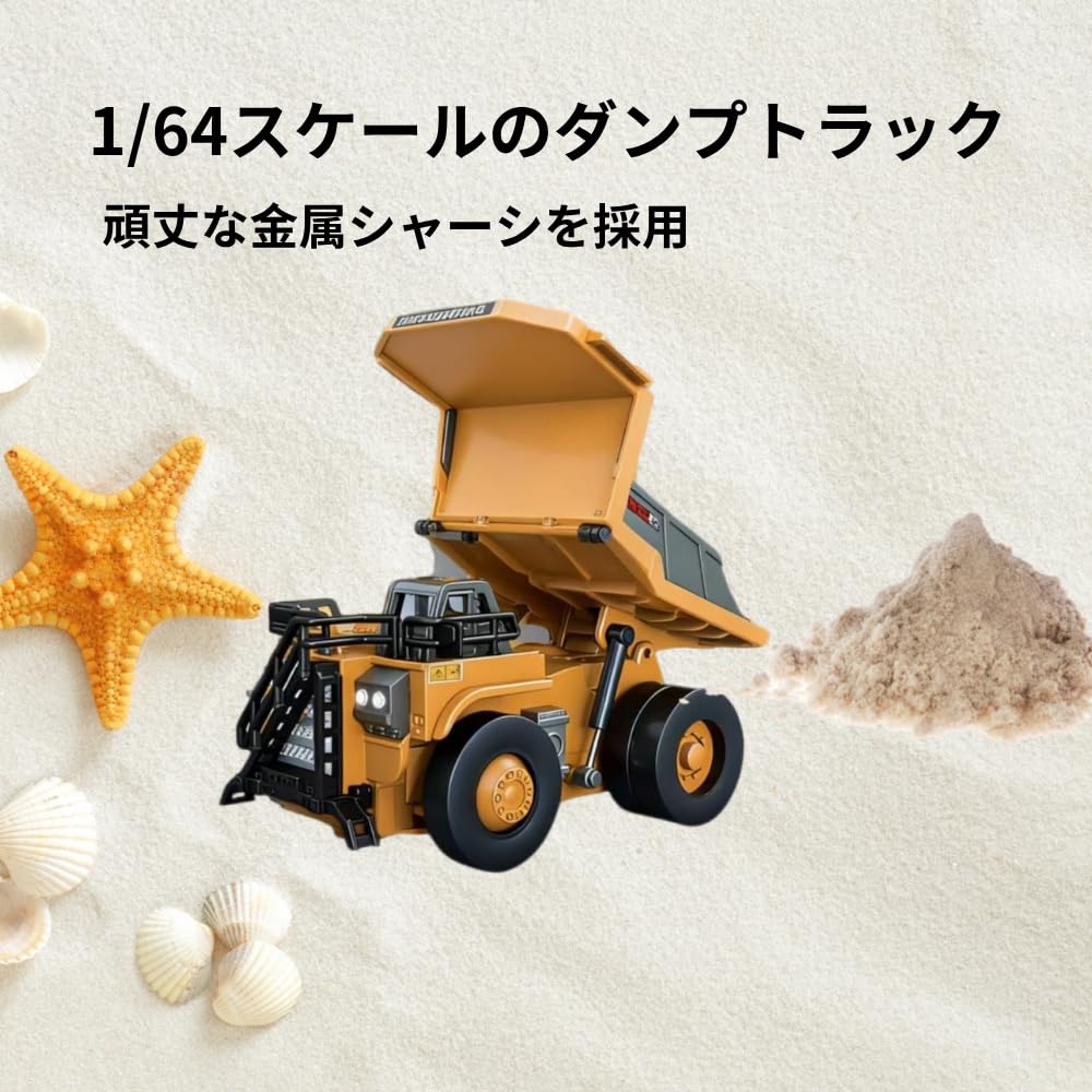 1/64 Scale Mini RC Forklift, 2.4G 10KM/h Fully Proportional Mini RC Transport Vehicle with Controller, Cargo Hook, Forks, and Pallet (Dump Truck)