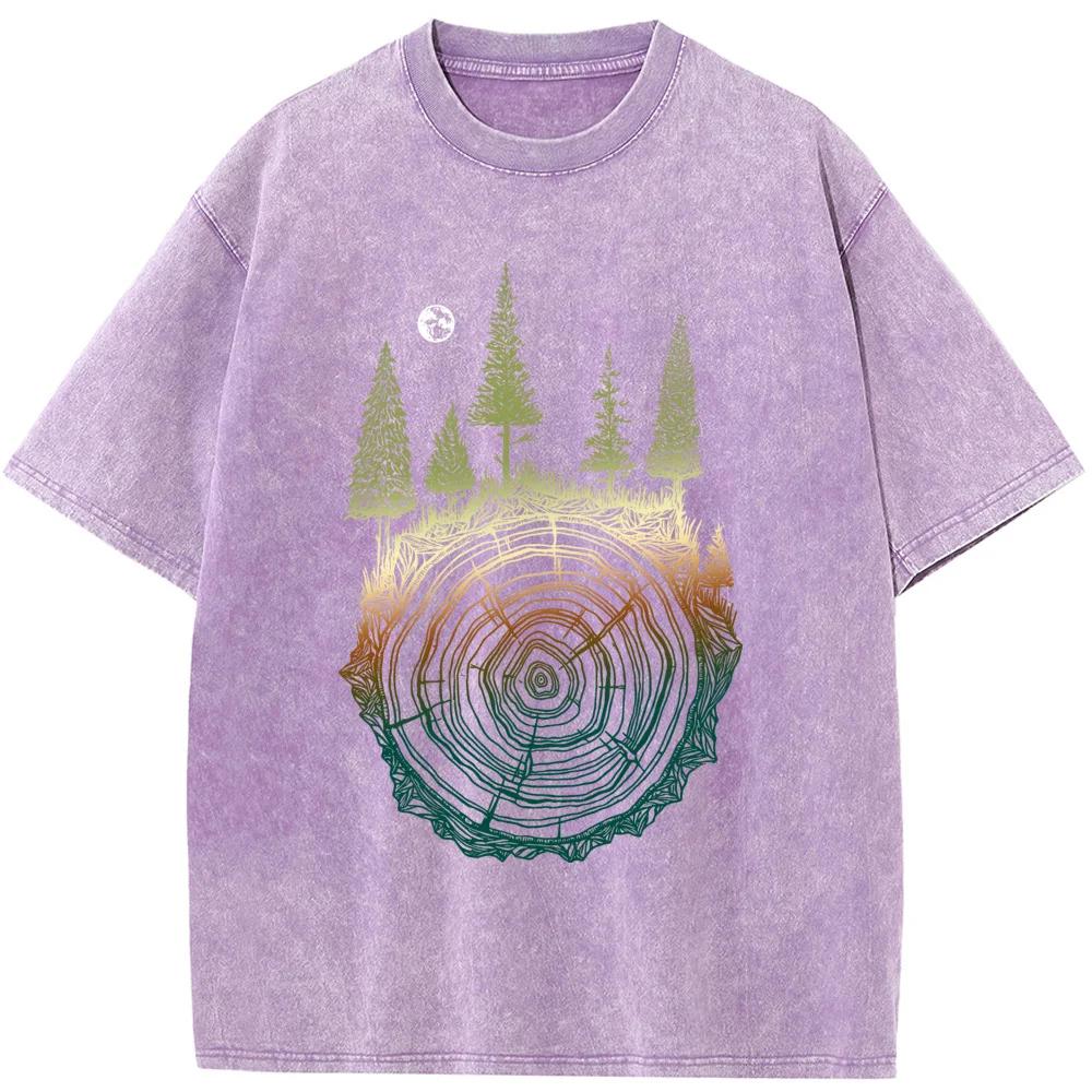 

Цветное кольцо дерева Мужская стираная футболка из хлопка Свободная повседневная отбеленная футболка Новинка Модная отбеленная футболка Топы Футболка 3XL