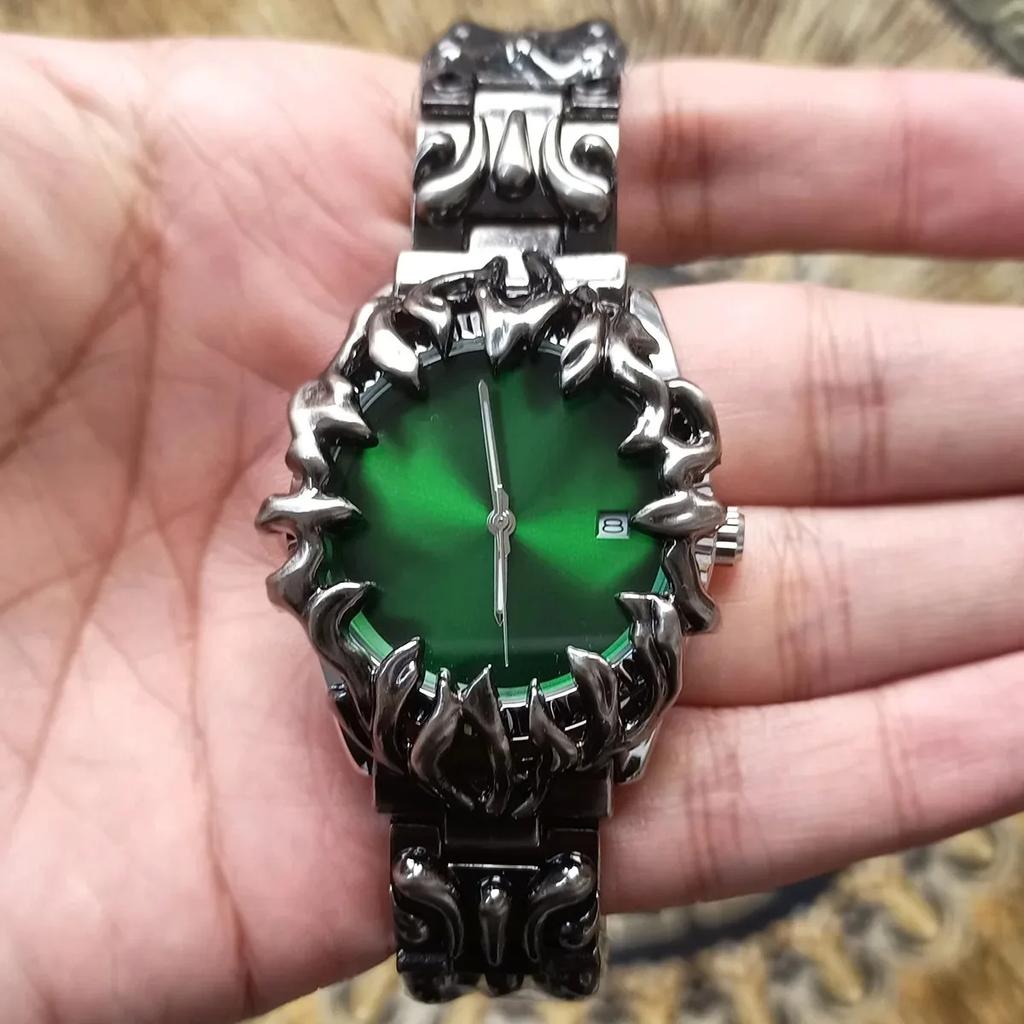 2025 Y2K Antique Alabaster Quartz Watch Men Retro Black Strap Red Medieval Old Unique Creative Men's Watches Luminous AAA Clock
