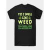 European Sizes Men'S Funny "Yes I Smell Like Weed" Graphic T-Shirt - Breathable Black, Loose Fit Round Neck Short Sleeve with Leaf Print & Slogan