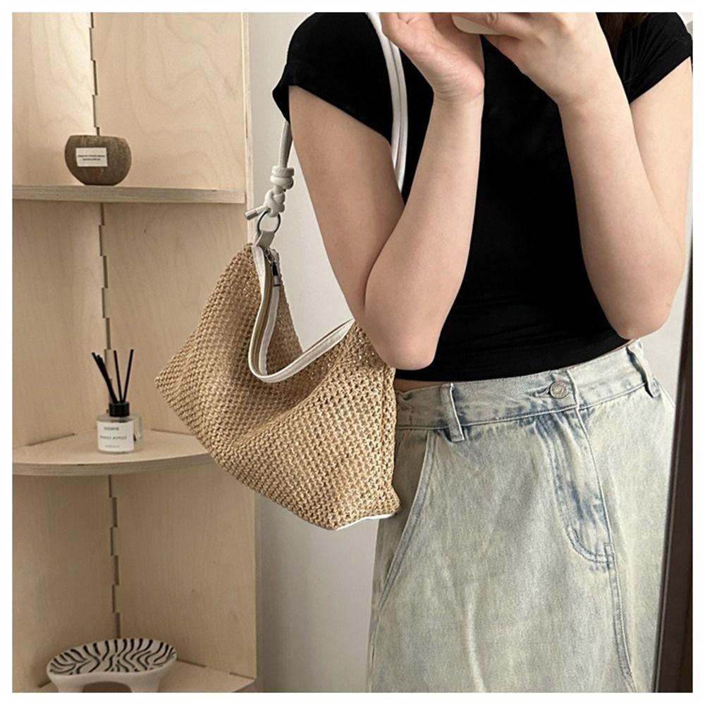 Fashion Women Summer Straw Bag Shoulder Bag Woven Beach Handbag for Ladies Large Capacity Tote Bag Rattan Handmade Braid Bag
