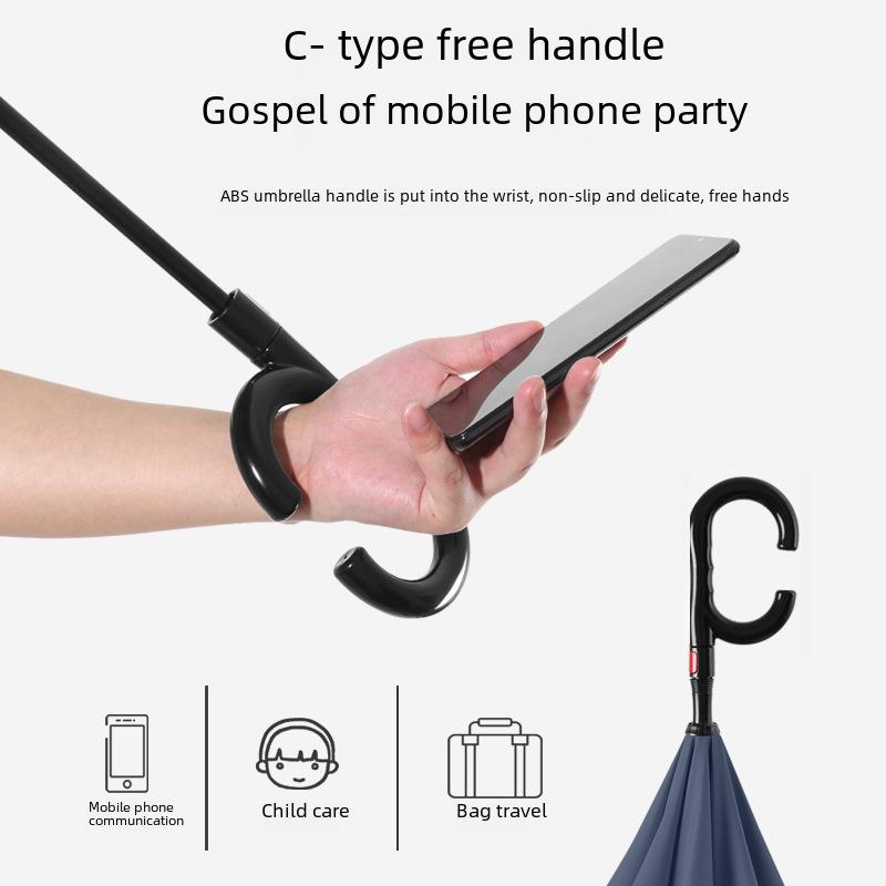 C-type Double-Layer Automatic Reverse Umbrella: Sunshade & Rain Protection, Large for Sunny/Rainy Days