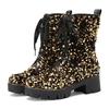 Pink Bling British Women Platform Ankle Boots Gold Sequined Cloth High Thick Heels Round Toe Lace-up Ladies Platform Short Boots
