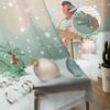 Natal inverno paisagem com um pássaro cortinas transparentes para sala de estar quarto varanda janela transparente persianas cozinha