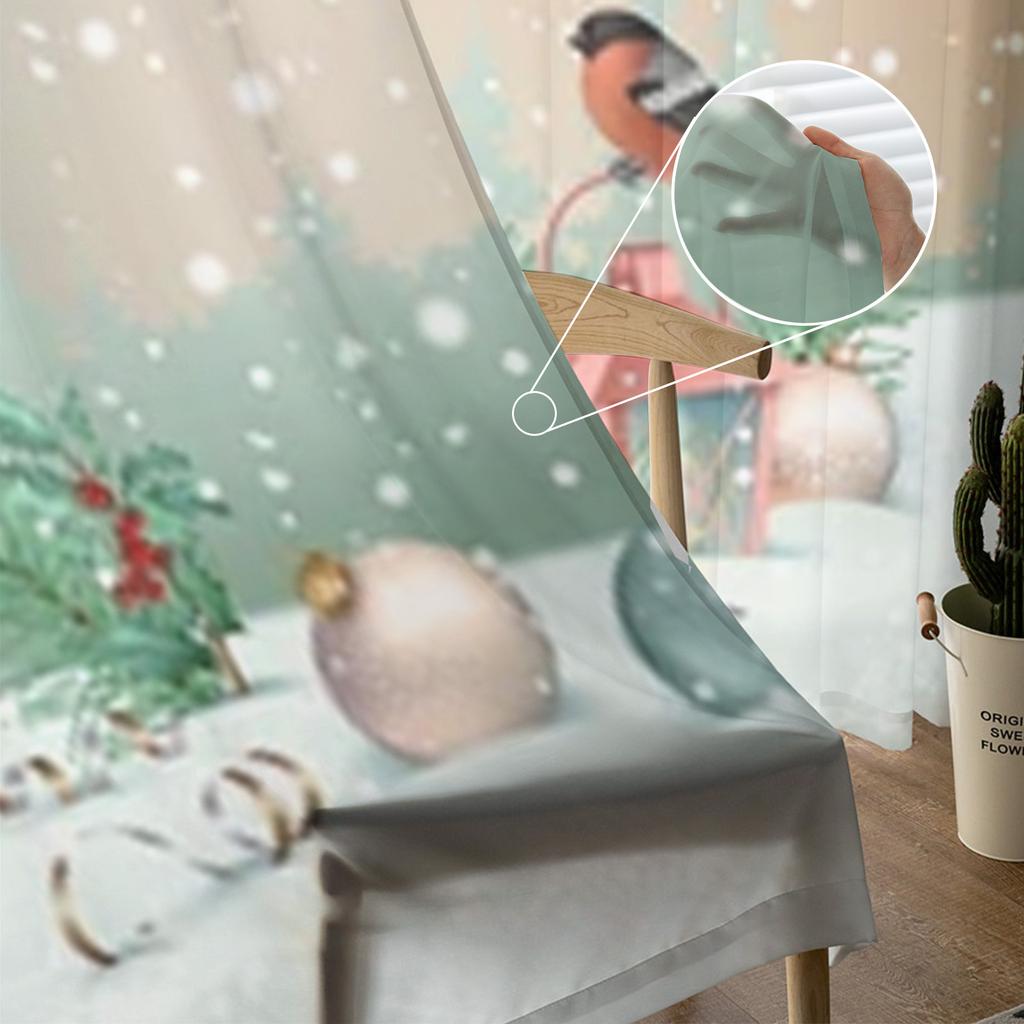 Świąteczny zimowy krajobraz z ptakiem przezroczyste zasłony do salonu balkon do sypialni przezroczyste rolety okienne zasłony kuchenne