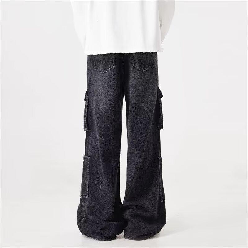 JYL Men s Cargo Pants Multi-Pocket Japanese Vintage Casual Denim M амарантовый