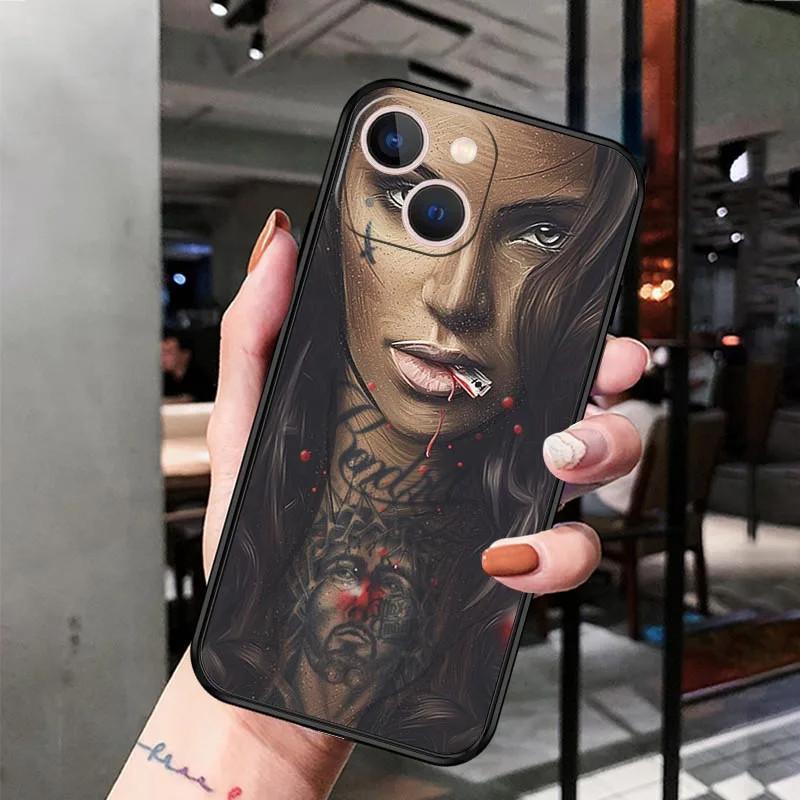 Applicable Apple Iphone14 Mobile Phone Case Luxury Sexy Tattoo Girl Angel Mobile Phone Case Painted Anti-Drop