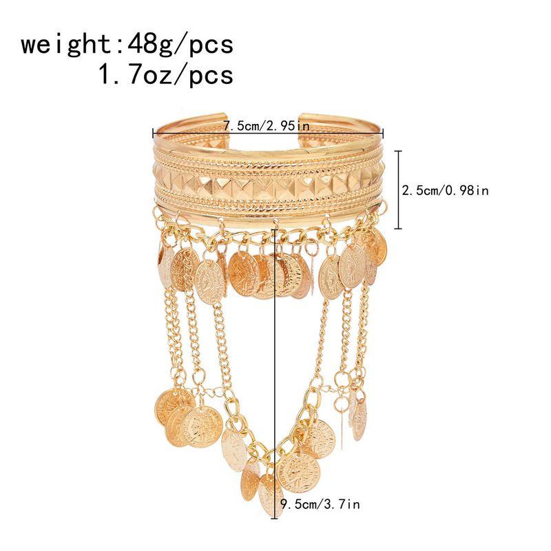 European and American National Style Tassel Coin Open-Ended Bracelet Arm Bracelet Fashion Stylish Metal Armband Praise Niche Style Photo