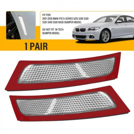 2x Front Side Marker Fender Bumper Reflector Clear For 11-16 BMW F10 5-Series EA