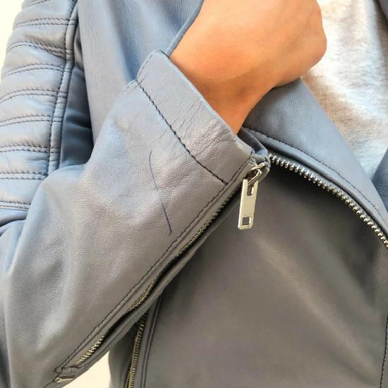 NOORA Women's Real Leather Quilted Biker Jacket