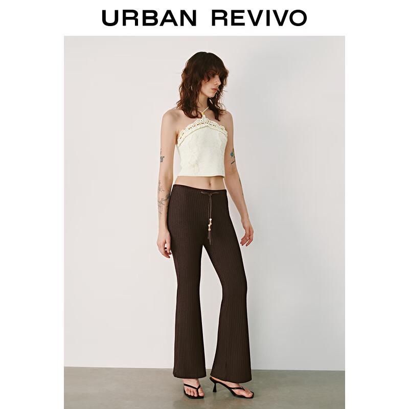 Women's Retro Beaded Drawstring Slim Flare Pants