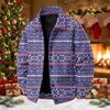 Men's Corduroy Jacket Loose Fit Casual Long Sleeve Lapel Collar Top with Christmas Print for Fall and Winter