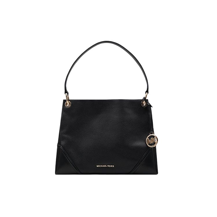 

Michael Kors Mk Nicole Large Capacity Letter Logo Shoulder Bag Solid Color Commuter Leather Tote Bag Medium Women handbags Black 35T9GNIL2L-BLACK Basic Set (Bag+Dust Bag)