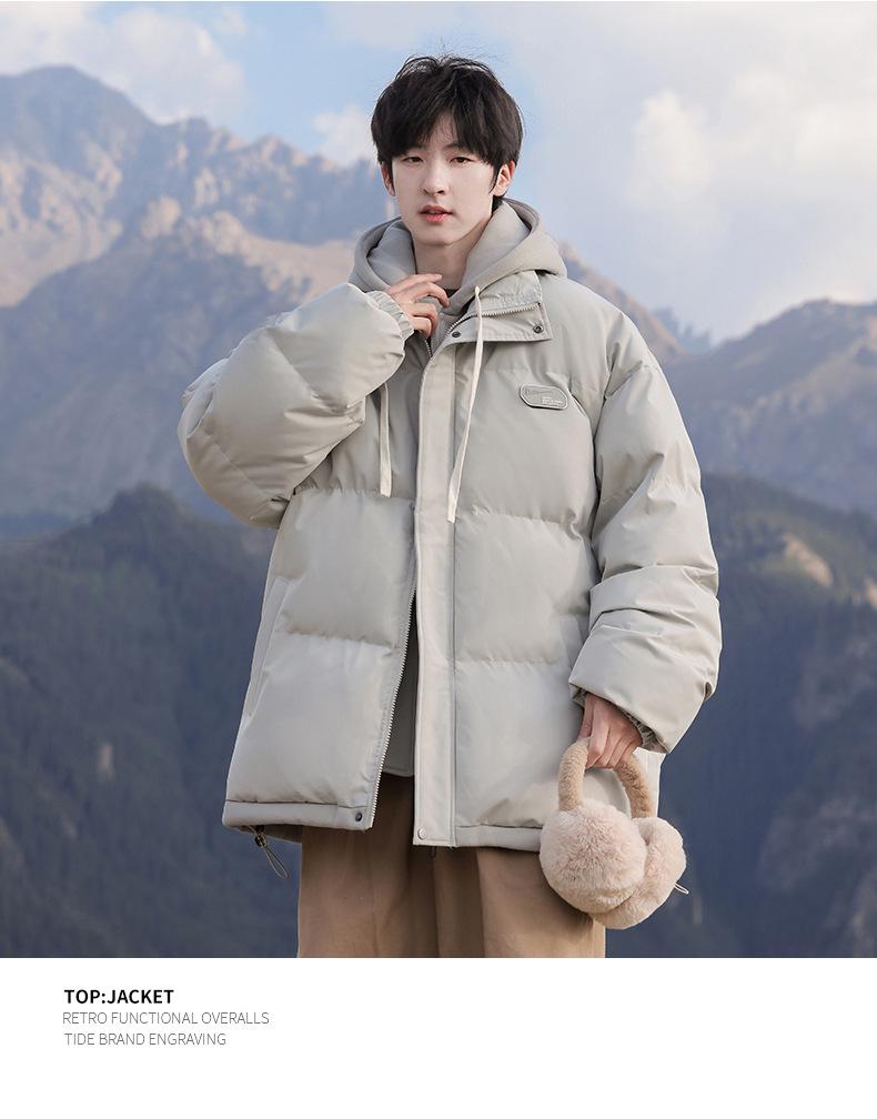 Men's Winter 2025 Retro Cotton-Padded Jacket - Thick, Trendy, Fake Two-Piece Coat