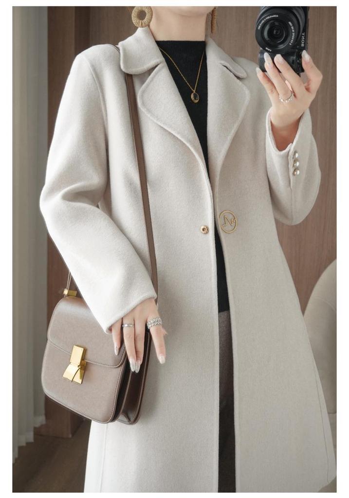 Women's Mid-Length Wool Coat - New Autumn/Winter Double-Faced Fleece Style