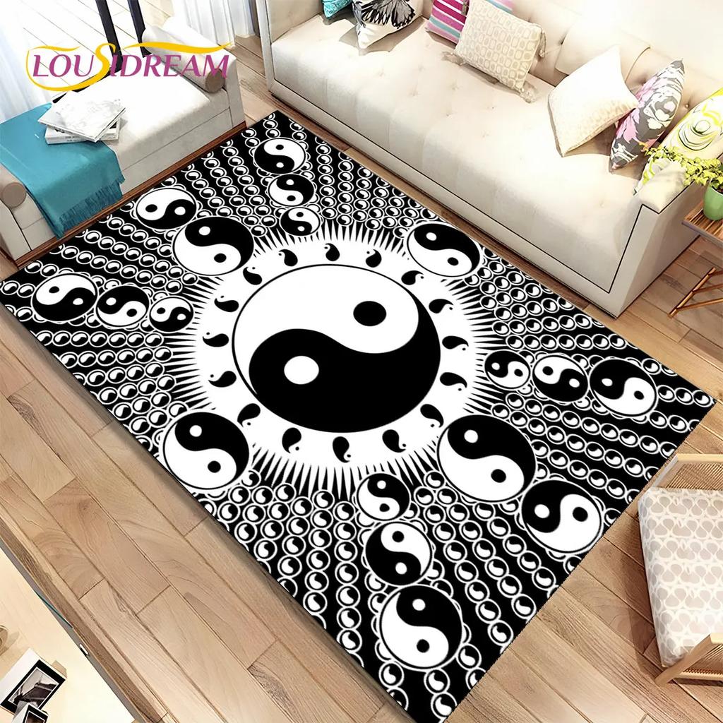 Chinese Tai Chi Bagua Yin Yang  Area Rug,Carpet Rug for Home Living Room Children Bedroom Sofa Doormat Decor,Non-slip Floor Mat