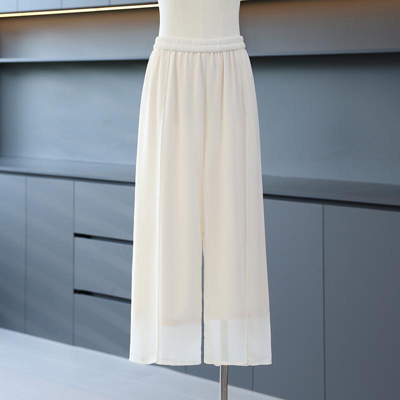 

2026 Women s Summer Skort: Breathable Chiffon Wide-Leg Nine-Point Pants 5XL білий