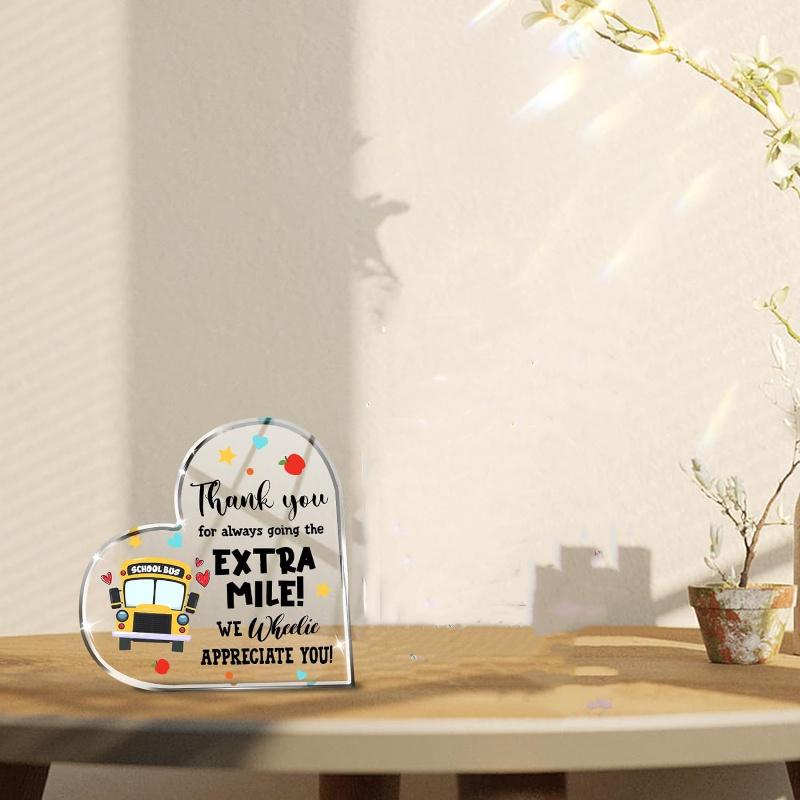 School Bus Driver Acrylic Heart Gift – Appreciation for Men/women. Christmas, Graduation, Birthday Gifts from Kids.
