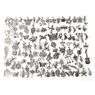 100pcs Bulk Tibetan Silver Mixed Pendant Jewelry Making DIY Craft Animal Flower Heart Charms