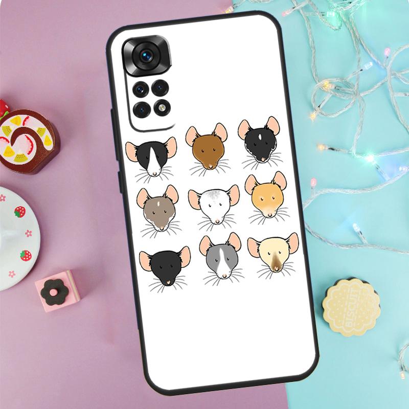 Cute Cartoon Animal Rat Case For Xiaomi Redmi Note 9 10 11 12 13 14 Pro 9S 10S 11S 12S Redmi 14C 10C 12C 13C Cover