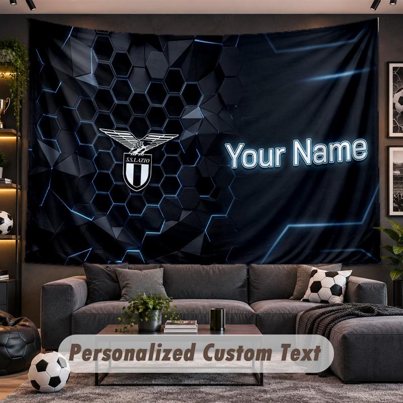 Lazio FC Personalized Tapestry Support Custom Name, Wall Art Home Decoration