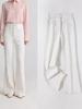 Women's High-Waist Micro-Flare White Denim Pants with Pockets - Four-Way Stretch Leg-Shaping Design for Spring 2026.
