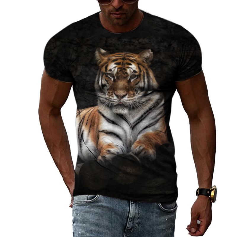 New Year Animal Tiger Graphic T Shirts For Men Summer Fashion Casual Hip Hop Harajuku Style T-shirt 3D Personality Print Tee Top