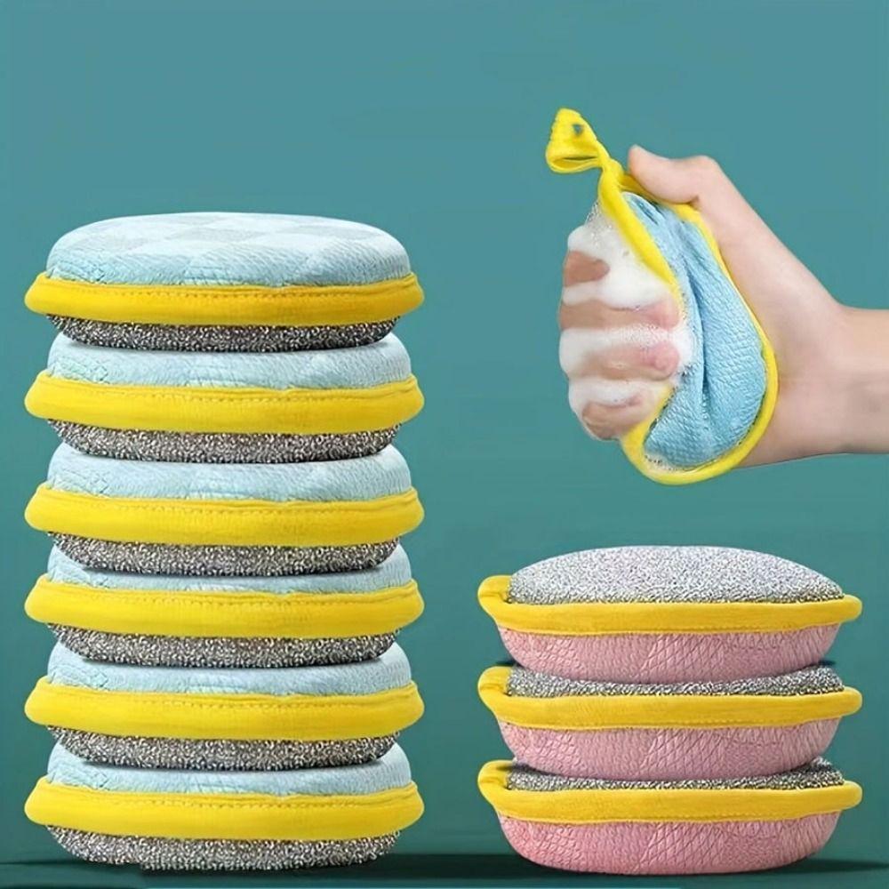 

3/5/10PCS Double-sided Kitchen Dishwashing Sponge Reusable Household Cleaning Rag green 5pcs