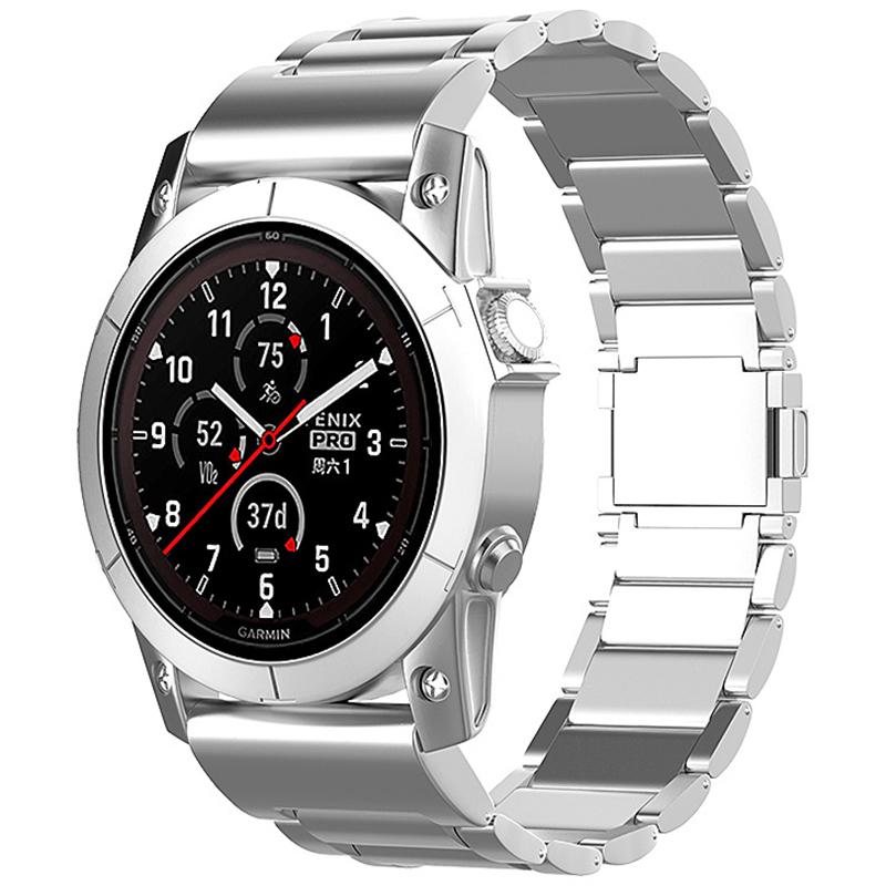 For Garmin Tactix 7 Pro/Fenix 7X/6X Pro/5X Plus Watch Band 26mm 3-Bead Titanium Alloy Straps with Magnetic Clasp