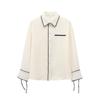 2025 Spring Women's European & American Style Color Block Casual Loose Long Sleeve Crepe Shirt