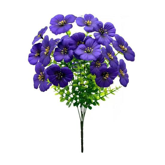 Artificial Flowers 7 Forks Bright Color No Fading No Maintenance Reusable Easy Care Fake Flower Arrangement