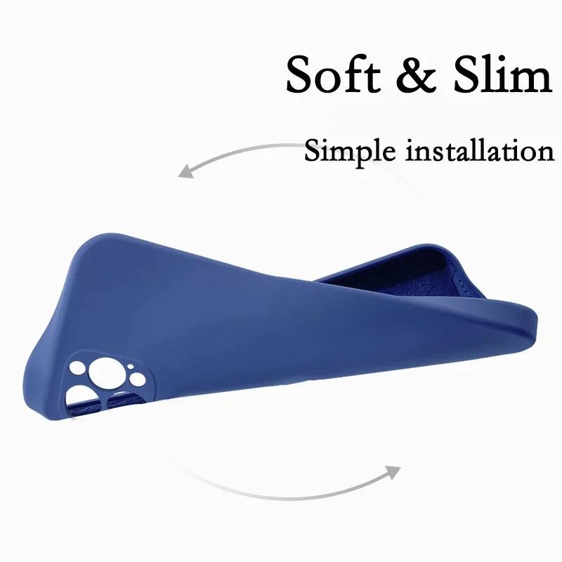 Matte Square Soft Liquid Silicone Phone Case For iPhone 15 14 13 12 11 Pro Max X XR XS Max 7 8 15 Plus Lens Camera Protection Cover