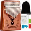 Kalimba Moon River, 17 tasti, pre-accordata, scala incisa, pianoforte a pollice con spartito giapponese, set di strumenti per principianti (Marrone)
