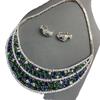 Large Bridal Emerald Earrings Necklace Set Zircon Micro-Inlaid Diamond Earrings Two-Piece Set