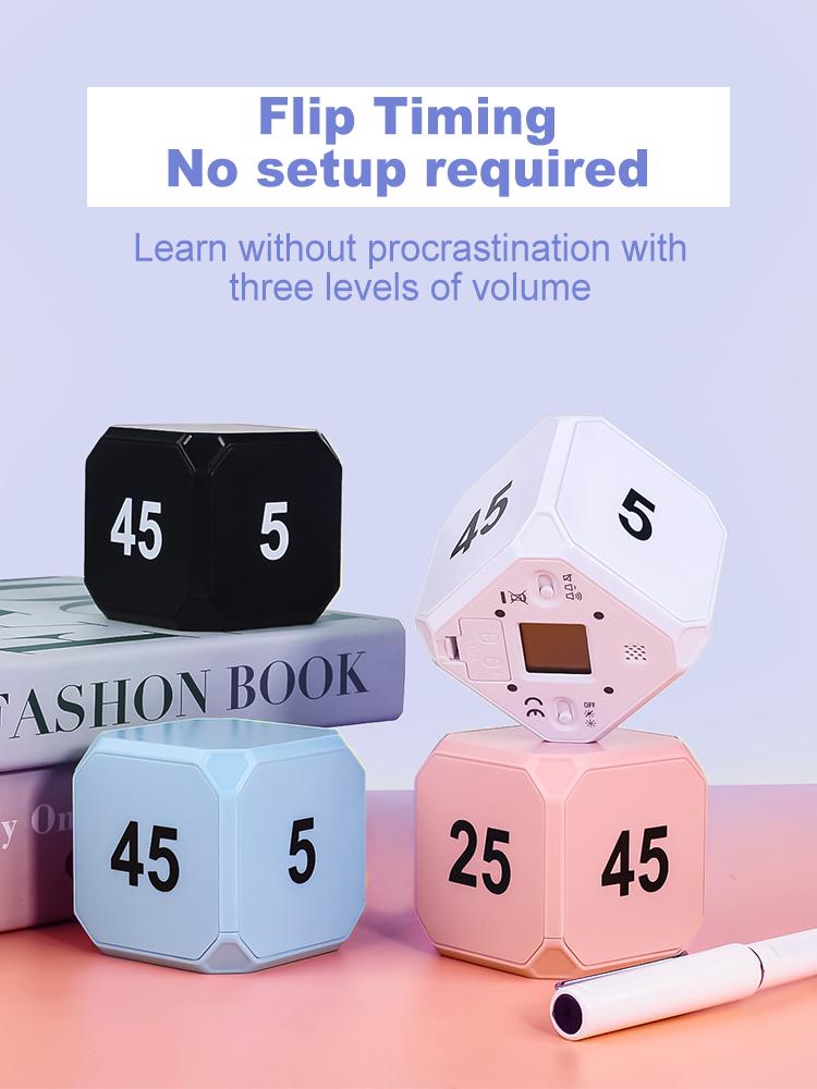 

Датчик гравитации Переворачивающийся таймер Производительность Куб Светодиодный дисплей 4 предустановленных времени Двойные режимы Обратный отсчет Кулинарное исследование Мини цифровой таймер белый