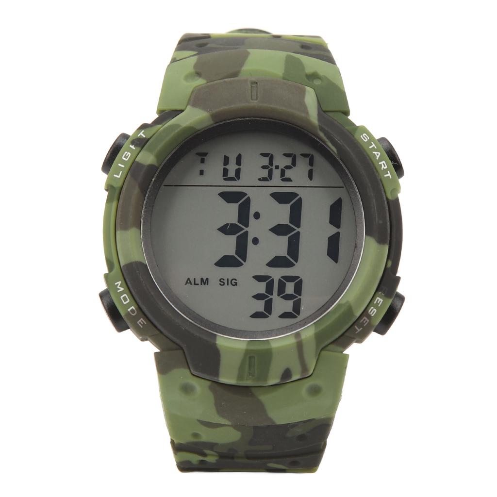 Digital Display Men Sports Electronic Watch Waterproof Multifunction Outdoor Night Light Sporting Watch OD Green